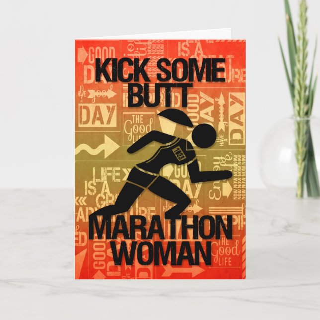 Lycka till Marathon Woman Kick some Butt Kort (Framsida)