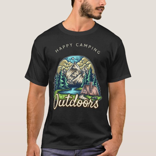 Lycka till med campingpresent t shirt (Framsida)