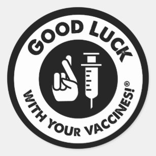 Lycka till med dina vaccin! runt klistermärke