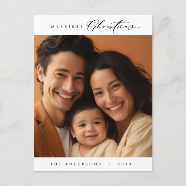 Lycka till med Hälsning Merriest-julfamiljens foto Vykort (Framsida)