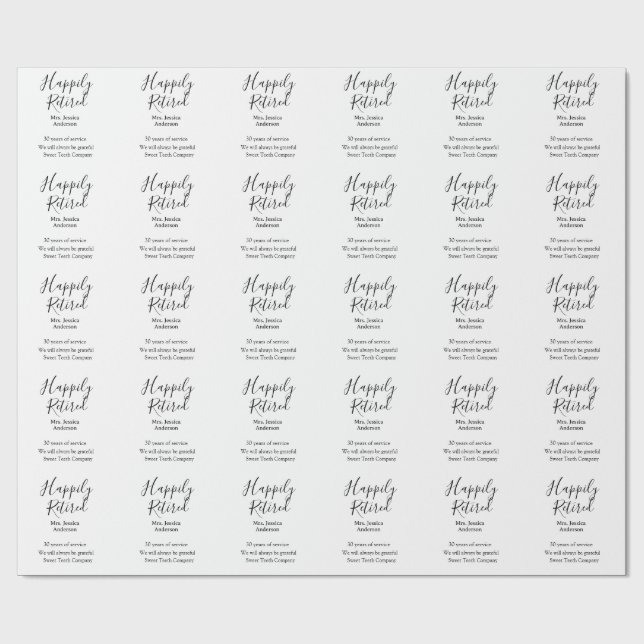 Lycka till med pensionen lägg till namn års tjänst presentpapper (Platt)