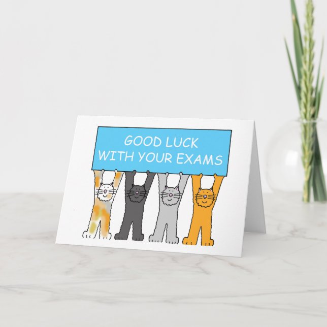 Lycka till med Tecknaden Exams Cats Kort (Framsida)