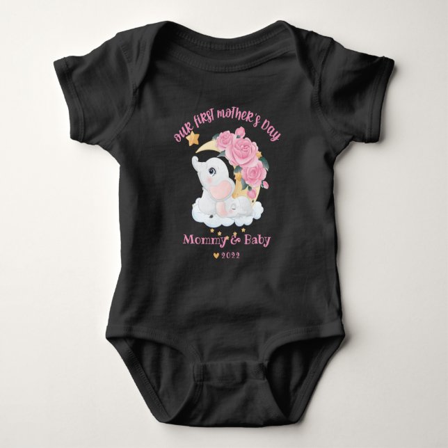 Lycka till mors dag Baby Bodysuit T Shirt (Framsida)