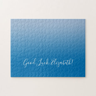 lycka till Namn-skript på Blue Gradient Funny Pussel