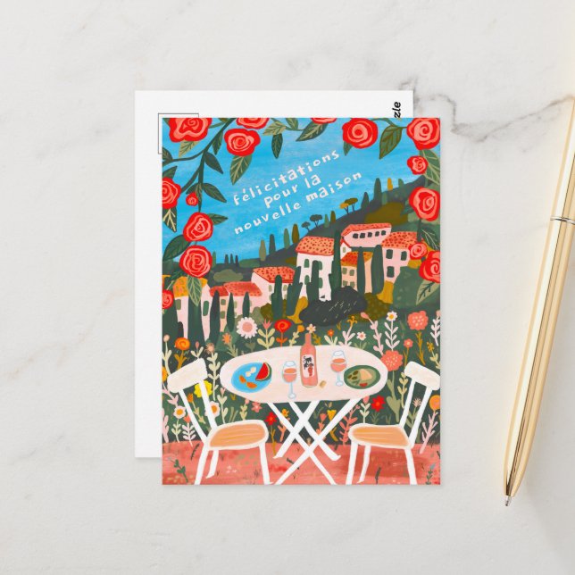 Lycka till nya huset Landsbygd Utsikt Vykort (Fram/Back In Situ)