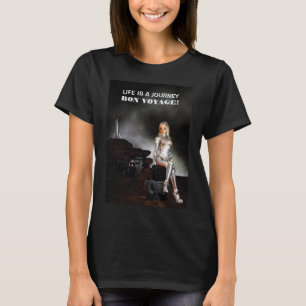 Lycka till på resan! Söt kvinna. Glad rymd T Shirt