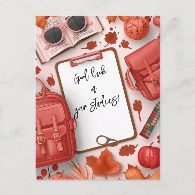 Lycka till på skolstudierna vykort (Framsida)