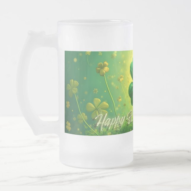 Lycka till på St. Patricks dag Frostat Ölglas (Vänster)