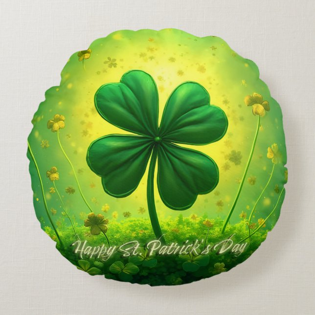 Lycka till på St. Patricks dag Rund Kudde (Framsidan)