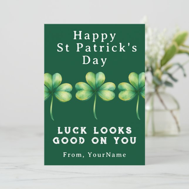 Lycka till på St. Patricks dag Shamrock Grattulati Inbjudningar (Stående Fram)