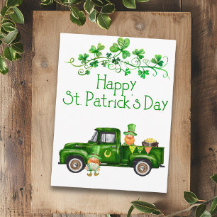 Lycka till på St. Patrick's Day Gröna Lastbil Tomt Vykort