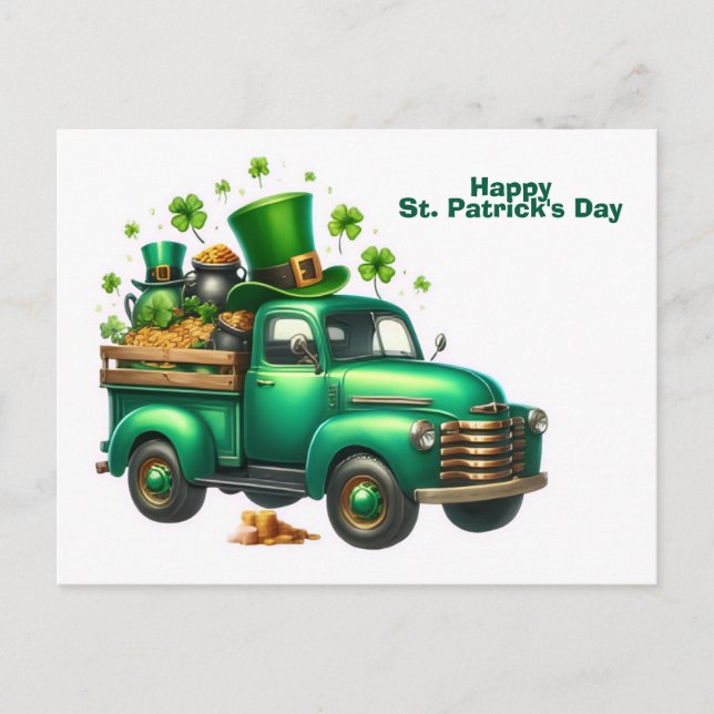 Lycka till på St. Patrick's Day-lastbil Helg Vykort (Framsida)