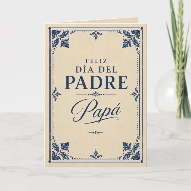 Lycka till pappas dag Pappa Elegant Blå Kort (Framsida)