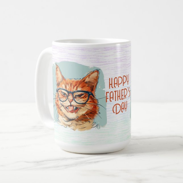 Lycka till pappas dag Rolig katt kaffemugg (Framsida vänster)
