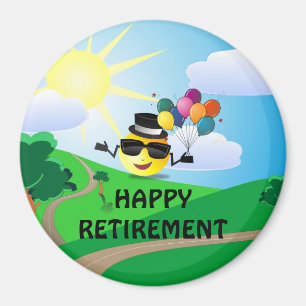 Lycka till pensionen, färgrik rolig design, magnet