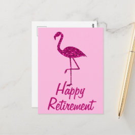 Lycka till pensionen gnistrande rosa flamingo Anpa Vykort