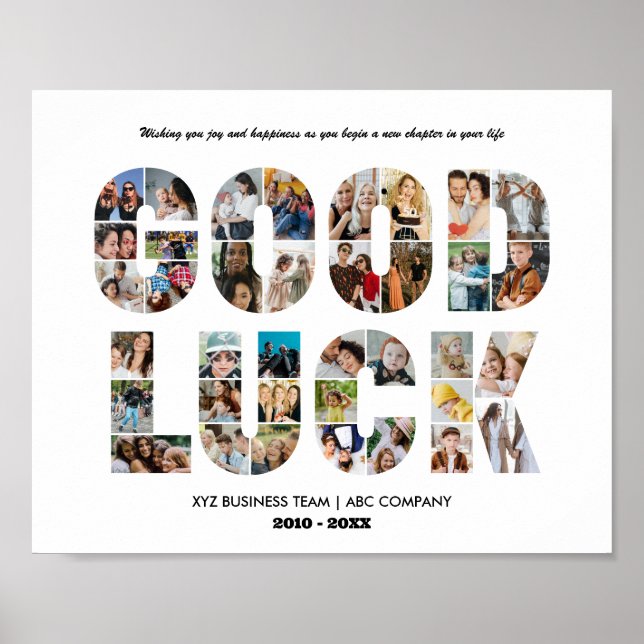 Lycka till Photo Collage Coworking Farewell är pen Poster (Framsidan)
