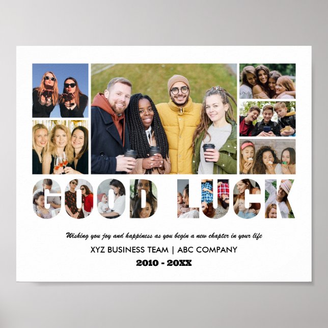 Lycka till Photo Collage Office Colleague Farewell Poster (Framsidan)