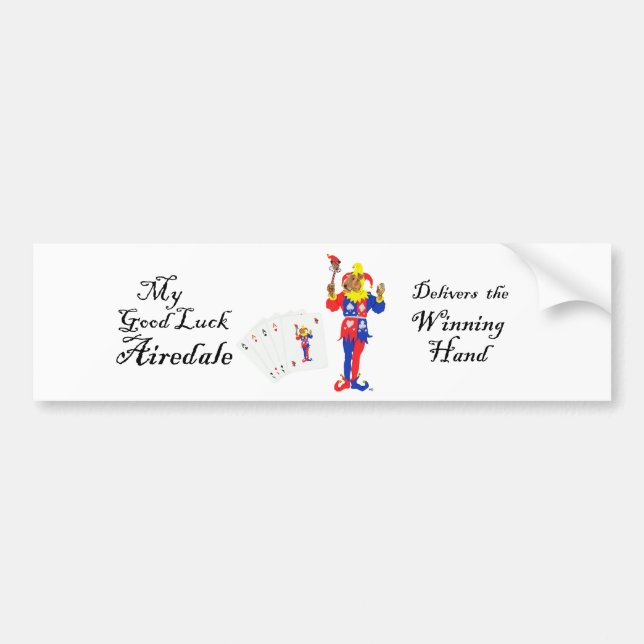 Lycka till Poker Airedale Terrier Bildekal (Framsidan)