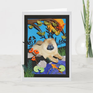 LYCKA TILL POND Chow papercut Kort