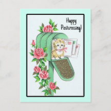 Lycka till Postcrossing! Gammaldags kattunge i bre