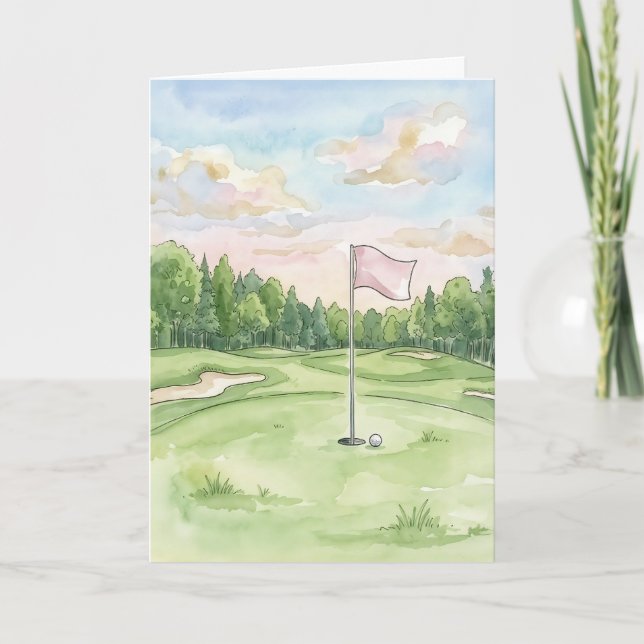 Lycka Till Putt Golf Gratulationskort Kort (Framsida)