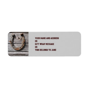 Lycka till Rustic Horseshoe Design Labels Returadress Etikett