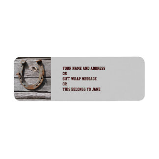 Lycka till Rustic Horseshoe Design Labels Returadress Etikett