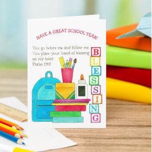 Lycka till ryggsäck tillbaka till skolans kort