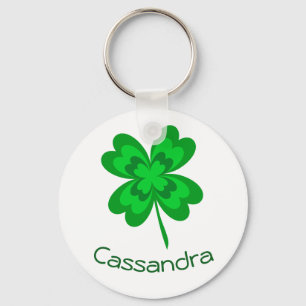 Lycka till Shamrock Fyrklövrare Monogram Namn Nyckelring