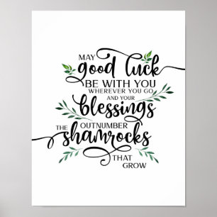 Lycka till Shamrock Irish Blessing Art Poster