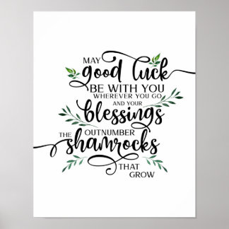 Lycka till Shamrock Irish Blessing Art Poster