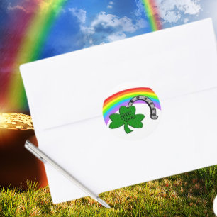 Lycka till Shamrock, Rainbow och Horseshoe Runt Klistermärke
