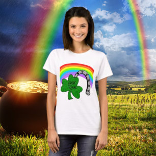 Lycka till Shamrock, Rainbow och Horseshoe T-Shirt