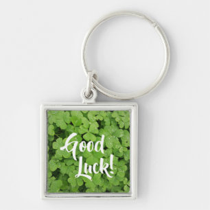 Lycka till shamrock st.Patricks klöver nyckelkedja Fyrkantig Silverfärgad Nyckelring