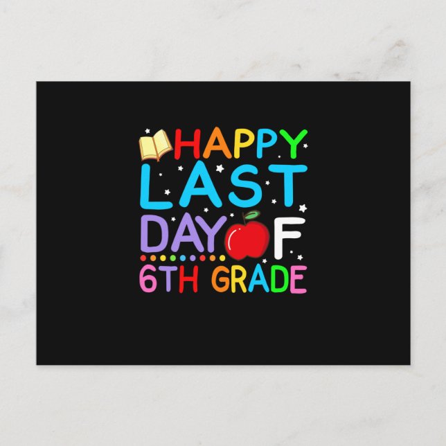 Lycka till sista dagen på 6:e klass examen meddelande vykort (Framsida)