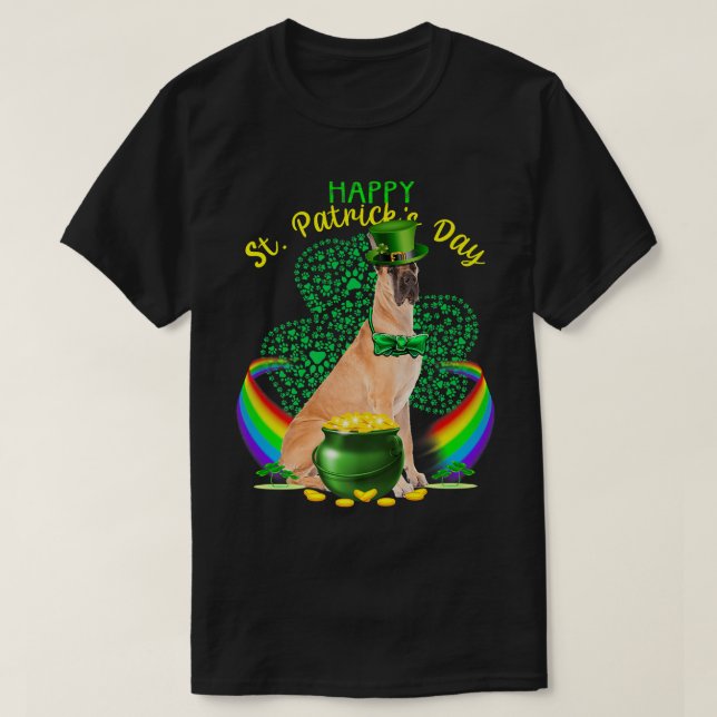 Lycka till St. Patricks dag Grand Dane Läderhatt S T Shirt (Design framsida)