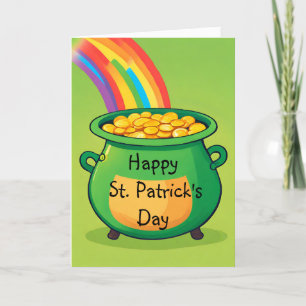Lycka till St. Patricks dag Lekfullt Guldkort Helgkort