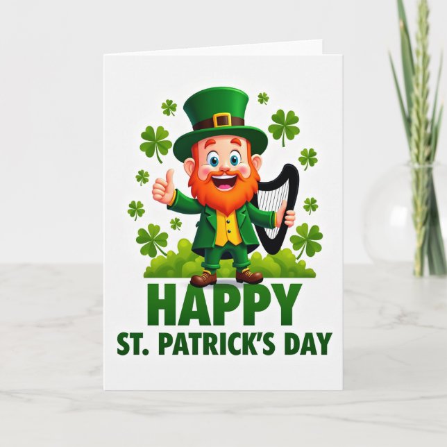 Lycka till St. Patricks dag Leprechaun-kort Kort (Framsida)