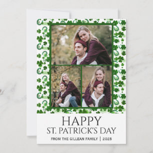 Lycka till St. Patrick's dag Shamrocks familj 3 fo Julkort