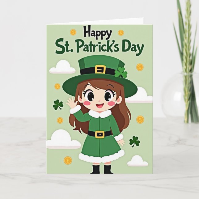 Lycka till St Patricks dag tjej kort (Framsida)