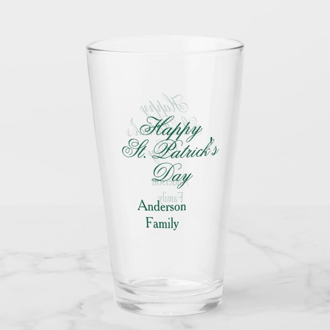 Lycka till St. Patrick's day familjenamn grön mini Glaskopp (Framsida)