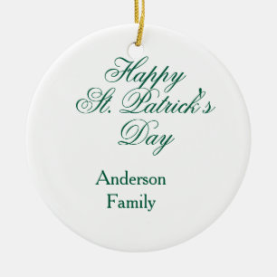 Lycka till St. Patrick's day familjenamn grön mini Julgransprydnad Keramik