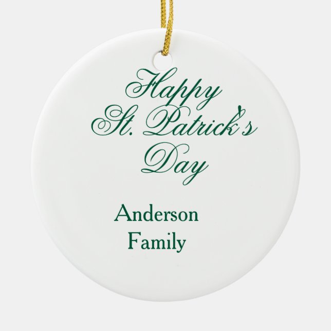 Lycka till St. Patrick's day familjenamn grön mini Julgransprydnad Keramik (Framsidan)