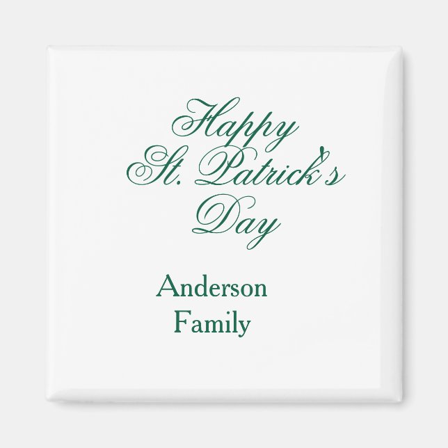 Lycka till St. Patrick's day familjenamn grön smin Magnet (Framsidan)