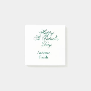 Lycka till St. Patrick's day familjenamn grön smin Post-it Block