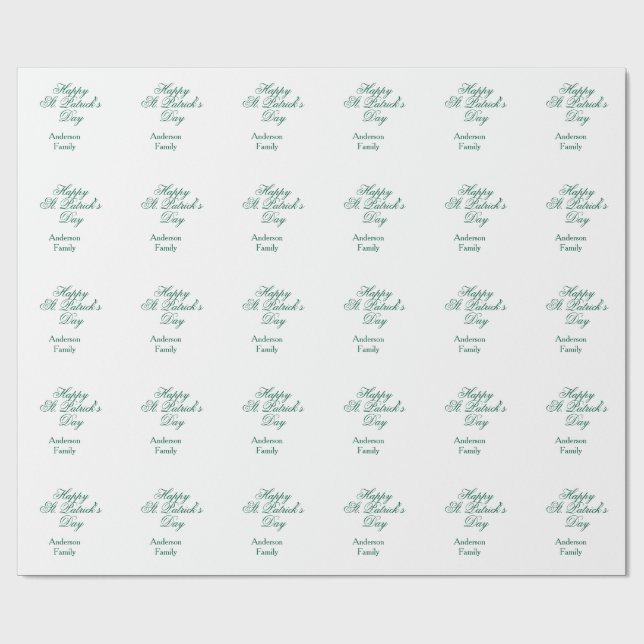 Lycka till St. Patrick's day familjenamn grön smin Presentpapper (Platt)