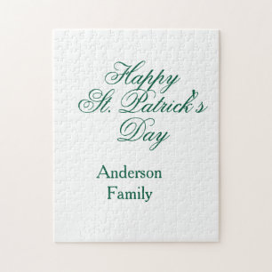 Lycka till St. Patrick's day familjenamn grön smin Pussel
