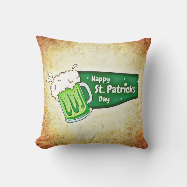 Lycka till St. Patrick's Day Grön Ölkudde Kudde (Framsida)