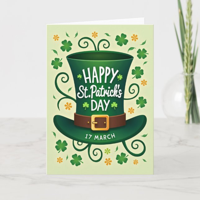 Lycka till St Patricks Day Hattkort Kort (Framsida)